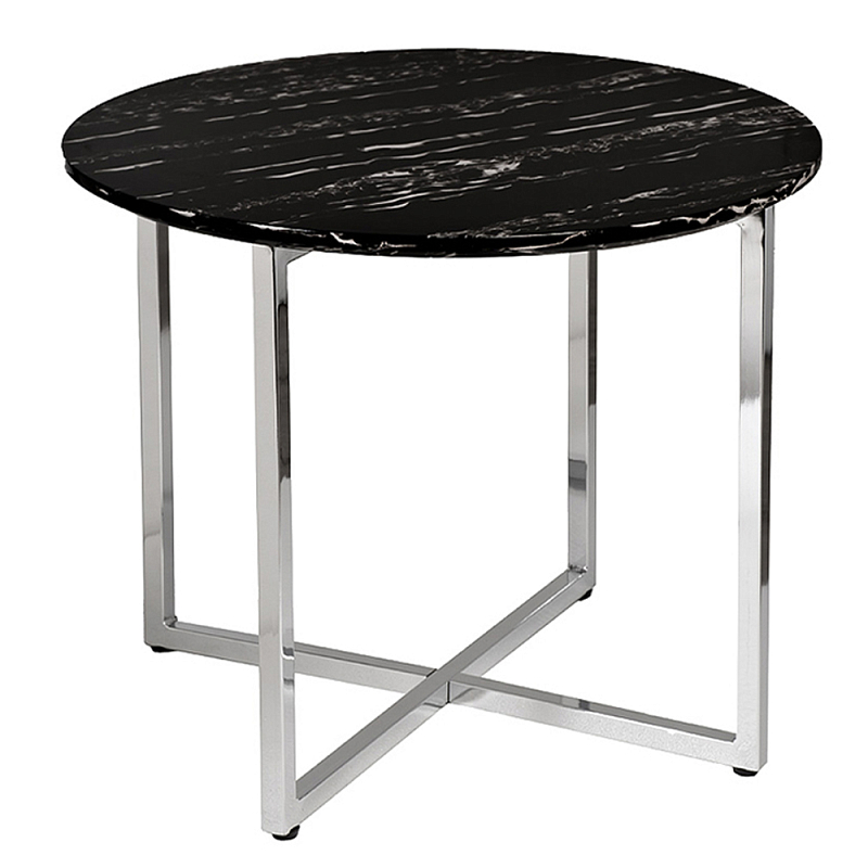 Столик журнальный круглый с черной столешницей Marsali Coffee Table Серебряный Черный в Тюмени | Loft Concept 