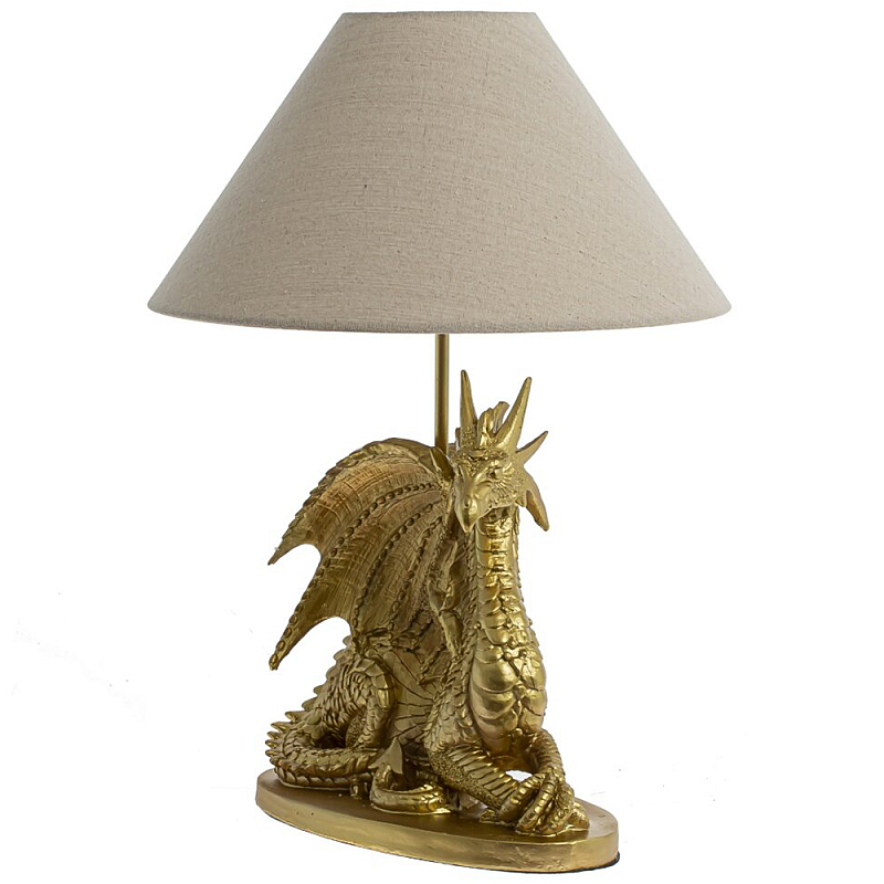 Настольная лампа с абажуром Дракон Golden Dragon Lamp Beige Золотой Бежевый Настольная лампа с абажуром Дракон Golden Dragon Lamp Beige Золотой Бежевый в Тюмени | Loft Concept
