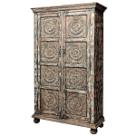 Индийский шкаф с орнаментом резьба из дерева Indian Antique Furniture  варинант исполнения - 6 | Loft Concept в Тюмени