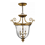 Люстра подвесная цвета латунь с прозрачным стеклянным плафоном и тремя лампами в классическом стиле на цепи Hinkley варинант исполнения - 2 | Loft Concept в Тюмени