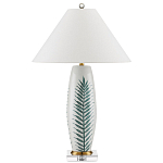 Настольная лампа овальная с тропическим принтом Stylized Aalm Leaves Motif варинант исполнения - 4 | Loft Concept в Тюмени