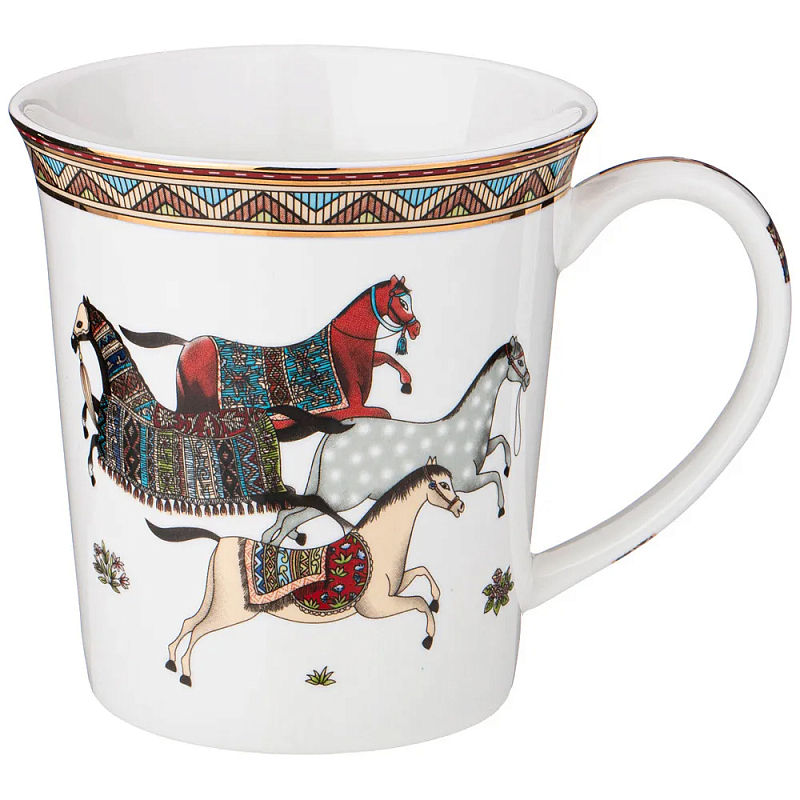 Кружка из фарфора с изображением лошадей 400 мл Porcelain Horse Set Белый Мульти Кружка из фарфора с изображением лошадей 400 мл Porcelain Horse Set Белый Мульти в Тюмени | Loft Concept