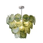 Люстра из зеленых стеклянных дисков с перламутровым эффектом Green Glowing Glaze варинант исполнения - 8 | Loft Concept в Тюмени
