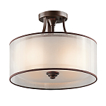 Потолочный светильник с двойным цилиндрическим плафоном из белого стекла и прозрачной органзы Kichler варинант исполнения - 1 | Loft Concept в Тюмени