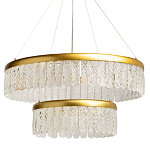 Люстра двухъярусная с золотого цвета и прозрачными подвесками Pettico варинант исполнения - 1 | Loft Concept в Тюмени