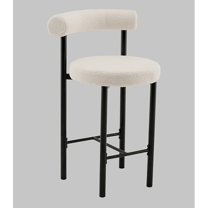 Стул полубарный Floreo букле молочный Молочный Черный в Тюмени | Loft Concept 