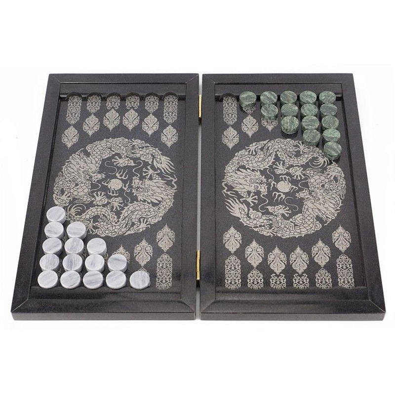 Подарочные нарды из натурального камня с гравировкой Backgammon from Stone Серый Подарочные нарды из натурального камня с гравировкой Backgammon from Stone Серый в Тюмени | Loft Concept