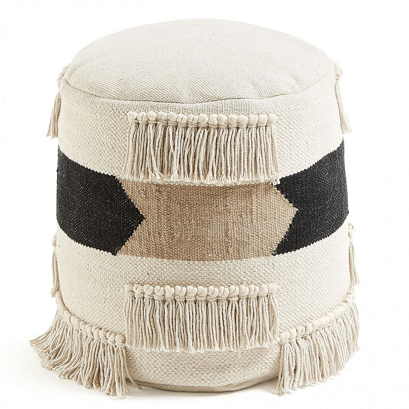 Пуф Boho Style Черный Молочный Бежевый Пуф Boho Style Черный Молочный Бежевый в Тюмени | Loft Concept