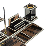 Настольный письменный набор с часами из природного камня обсидиана Team leader варинант исполнения - 4 | Loft Concept в Тюмени