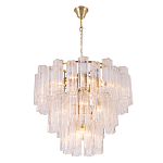 Люстра круглая многоярусная с прозрачными подвесками из стекла Hexagon Tube Light варинант исполнения - 3 | Loft Concept в Тюмени