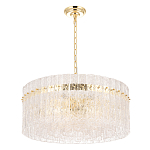 Люстра подвесная круглая с прозрачными рельефными стеклянными вставками и золотым основанием Textured Glass Chandelier варинант исполнения - 2 | Loft Concept в Тюмени