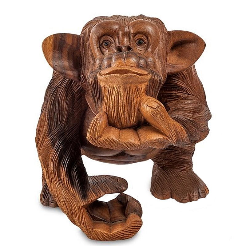 Статуэтка деревянная в виде обезьяны Wooden Monkey Коричневый Статуэтка деревянная в виде обезьяны Wooden Monkey Коричневый в Тюмени | Loft Concept
