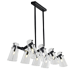 Люстра светодиодная с 8-ю прозрачными плафонами из акрила и стали Glass Cylinder Black варинант исполнения - 2 | Loft Concept в Тюмени