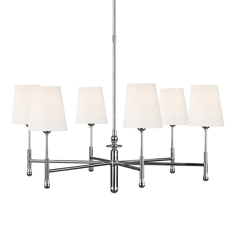 Люстра с 6-ю белыми конусными плафонам Generation Lighting Латунь Белый Бежевый в Тюмени | Loft Concept 