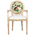 Стул с подлокотниками золотистый из бука с изображением птиц и цветов Blooming Red Birds варинант исполнения - 1 | Loft Concept в Тюмени