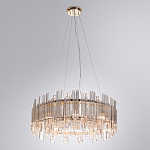 Люстра подвесная круглая с прозрачными хрустальными трубками и золотистым каркасом Диаметр 60 см Hexagon Tube Light варинант исполнения - 2 | Loft Concept в Тюмени