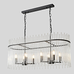 Люстра подвесная овальная со стеклянными прозрачными трубками и металлическим каркасом черного цвета Nembus варинант исполнения - 3 | Loft Concept в Тюмени