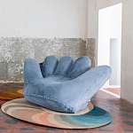 Дизайнерское плюшевое кресло в форме руки голубое Poltronova Joe Plush Baby Blue Armchair варинант исполнения - 3 | Loft Concept в Тюмени