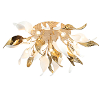 Люстра потолочная с декоративными белыми и золотистыми листьями Wintery flovers варинант исполнения - 3 | Loft Concept в Тюмени