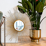 Зеркало-солнце круглое в раме из металла с золотыми с лучами Rays of Peace варинант исполнения - 3 | Loft Concept в Тюмени