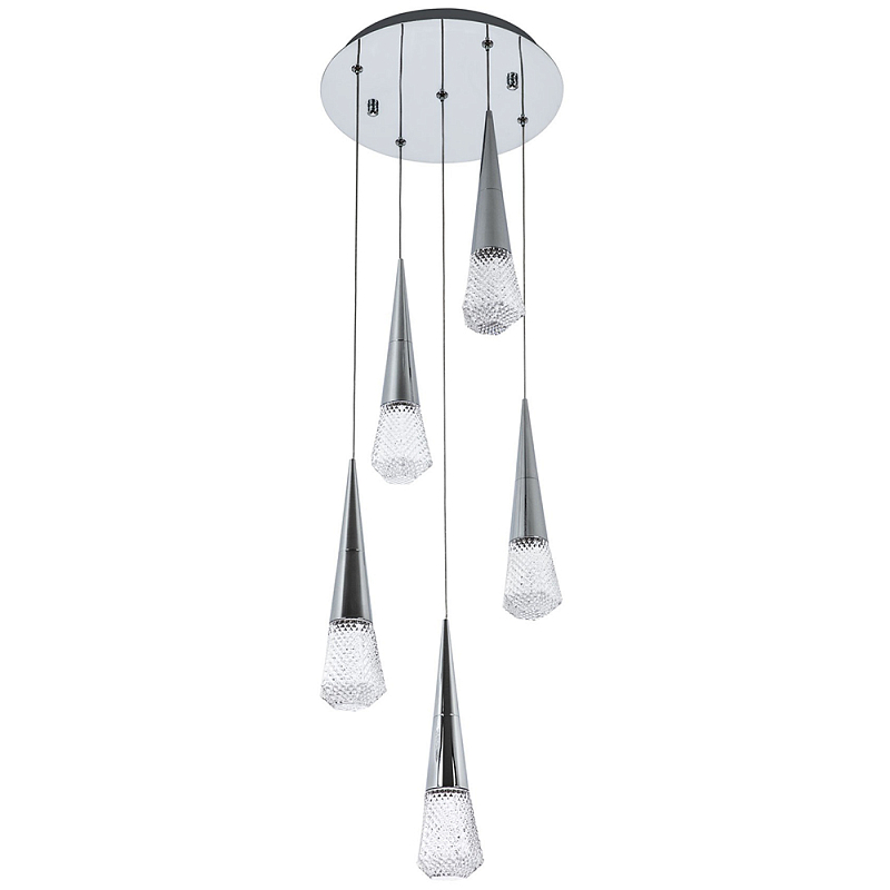 Люстра капли Acrylic Droplet Five Chrome Chandelier Хром Прозрачный в Тюмени | Loft Concept 