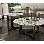 Столик журнальный с круглой мраморной столешницей Unique Stone Design варинант исполнения - 7 | Loft Concept в Тюмени