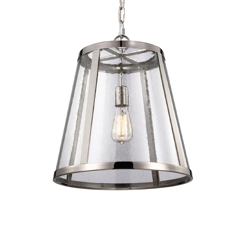 Подвесной светильник с прозрачным коническим стеклянным плафоном в современном стиле Feiss Никель в Тюмени | Loft Concept 