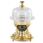 Икорница с декором "Три рыбки" с гравировкой и натуральным камнем Нефрит Decorative Cavair Dishes варинант исполнения - 1 | Loft Concept в Тюмени