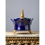 Чаша темно-синего цвета из фарфора с бронзовыми фигурками белок Eden Garden porcelain and bronze варинант исполнения - 3 | Loft Concept в Тюмени