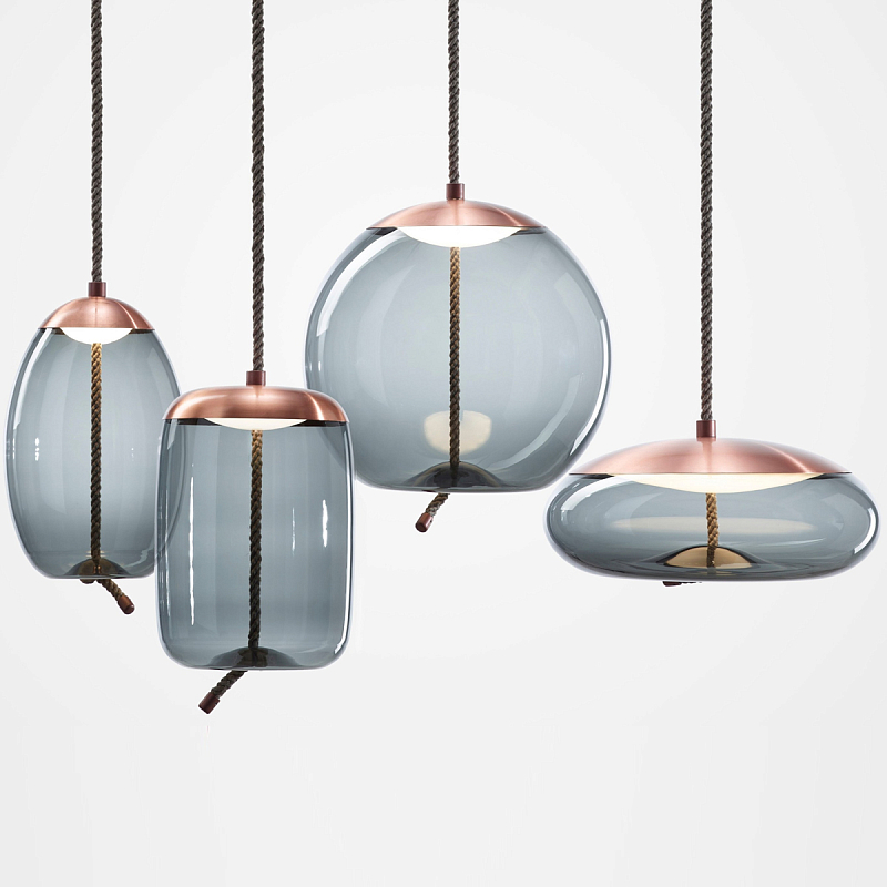 Подвесной светильник KNOT Small Gray glass Copper Голубой Медь Подвесной светильник KNOT Small Gray glass Copper Голубой Медь в Тюмени | Loft Concept