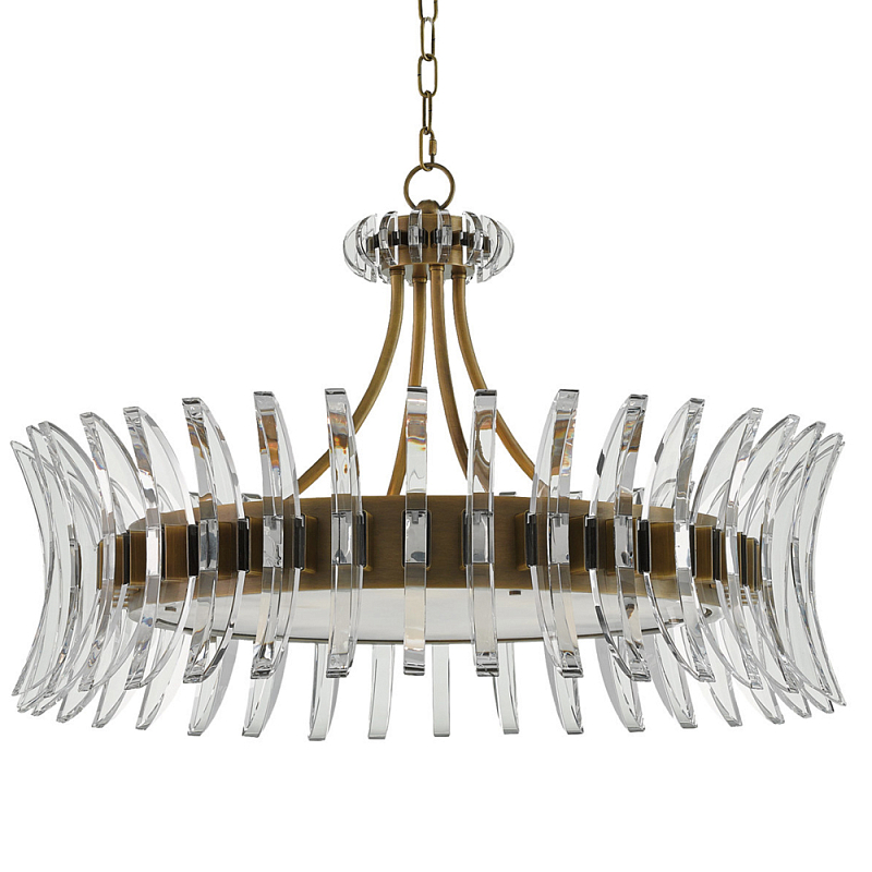 Люстра круглая с прозрачными элементами в форме полумесяца Crescent Латунь Прозрачный в Тюмени | Loft Concept 