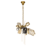 Люстра подвесная со стеклянными плафонами из дымчатого и золотистого с тремя вертикальными подвесками Gilded Mirage  варинант исполнения - 2 | Loft Concept в Тюмени