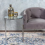 Приставной столик на серебристом основании с столешницей из стекла Noir варинант исполнения - 4 | Loft Concept в Тюмени