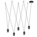 Подвесной светильник черными плафонами на длинных пересекающихся тросах Construction варинант исполнения - 2 | Loft Concept в Тюмени