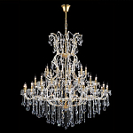 Люстра многоярусная с 53-мя лампочками и прозрачными хрустальными подвесками на основании золотого цвета Crystal lamps варинант исполнения - 2 | Loft Concept в Тюмени