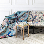 Трехместный диван на металлическом каркасе с цветочным принтом в стиле шинуазри Chinoiserie Birds on a Tree Sofa варинант исполнения - 4 | Loft Concept в Тюмени