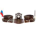 Настольный письменный набор с часами из природного камня обсидиана Competent Leader варинант исполнения - 1 | Loft Concept в Тюмени