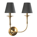 Бра с металлическим основанием бронзового цвета и 2-мя черными конусовидными абажурами Dignity варинант исполнения - 1 | Loft Concept в Тюмени