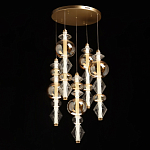 Люстра с плафонами из прозрачного и янтарного стекла в виде шаров и ромбов Gabriel Scott Luna варинант исполнения - 3 | Loft Concept в Тюмени