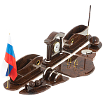 Настольный письменный набор с часами из природного камня обсидиана Competent Leader варинант исполнения - 2 | Loft Concept в Тюмени