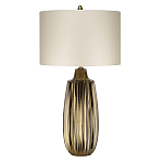 Настольная лампа с рифленым керамическим основанием в бронзовом цвете и жемчужным шёлковым абажуром Elstead Lighting варинант исполнения - 1 | Loft Concept в Тюмени