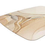 Обеденный стол с прямоугольной бежевой столешницей из стекла на 4-х деревянных ножках Beige Marble варинант исполнения - 4 | Loft Concept в Тюмени