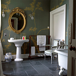 Обои ручная роспись Bamboo Golden on Blue grey dyed silk варинант исполнения - 1 | Loft Concept в Тюмени