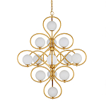 Люстра с закругленным каркасом золотого цвета и белыми плафонами Round Curl варинант исполнения - 2 | Loft Concept в Тюмени