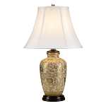 Настольная лампа с фарфоровым основанием с декоративным орнаментом и белым абажуром на темной круглой подставке Elstead Lighting варинант исполнения - 6 | Loft Concept в Тюмени