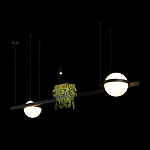 Подвесной светильник линейный с 2-мя шарообразными плафонами и цилиндрическим спотом Light of Еyes варинант исполнения - 4 | Loft Concept в Тюмени