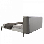 Кровать двуспальная серая с мягким изголовьем из экокожи и ткани Modern Look варинант исполнения - 4 | Loft Concept в Тюмени
