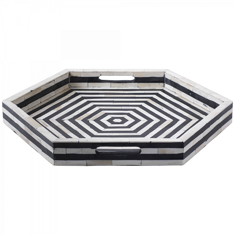 Поднос Geometric Инкрустация кость Черно-белый в Тюмени | Loft Concept 