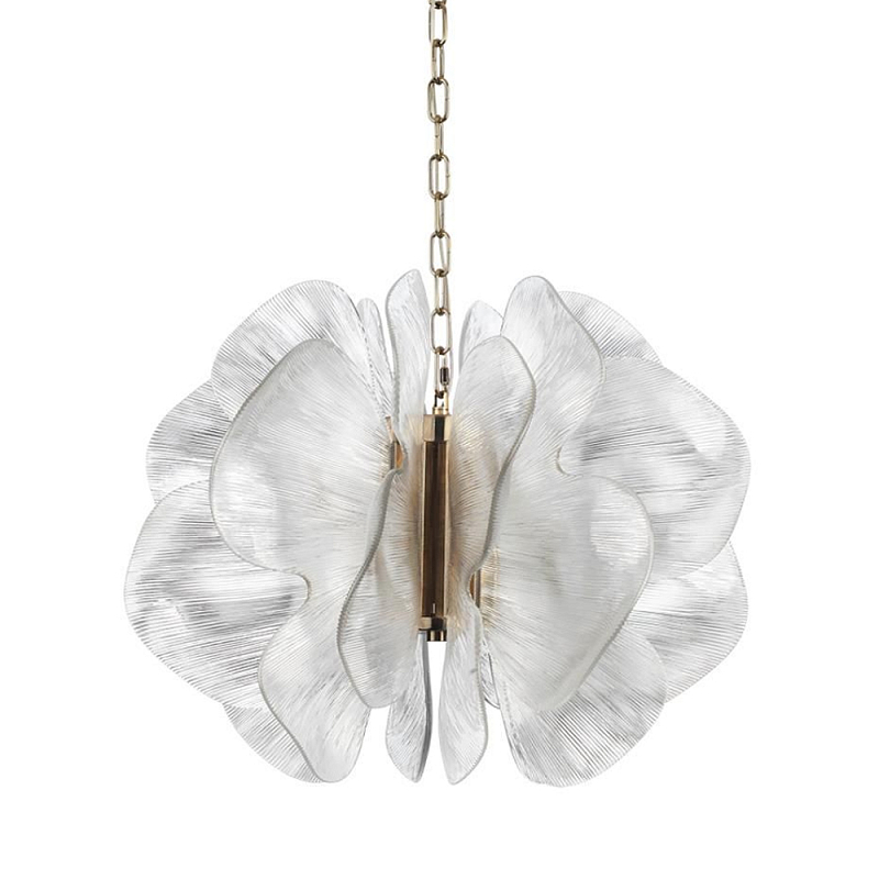 Люстра с крупными рельефным декором в виде лепестков 60 см Ethereal Bloom Латунь Прозрачный в Тюмени | Loft Concept 