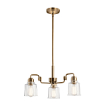 Люстра цвета латунь с 3-мя прозрачными стеклянными плафонами Kichler варинант исполнения - 2 | Loft Concept в Тюмени